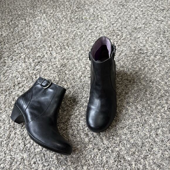 Dansko Ankle Boots Frances Antiqued Calf Leather Black Size 38 US 7.5-8 Heeled - Picture 1 of 10